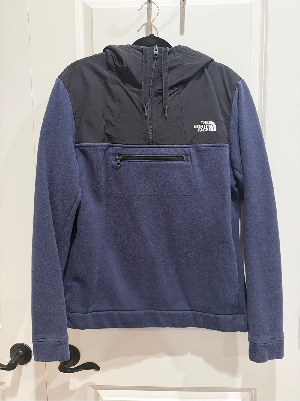 The North Face Navy & Black Hooded Half-Zip Fleece Pullover